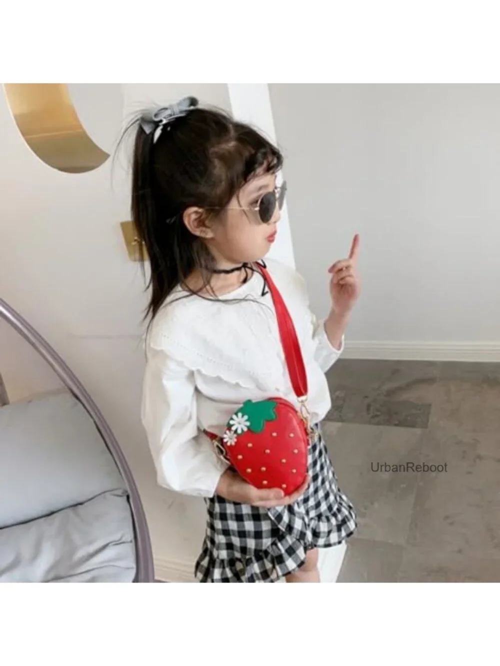 Girls Strawberry Crossbody Bag Faux Leather Mini Purse